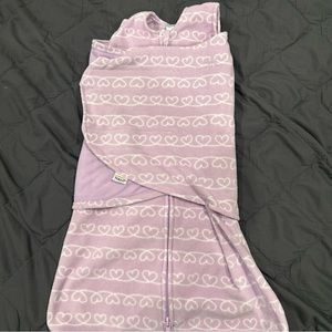 2/$20 HALO Innovations Microfleece Sleepsack Swaddle Wrap - Purple White Hearts